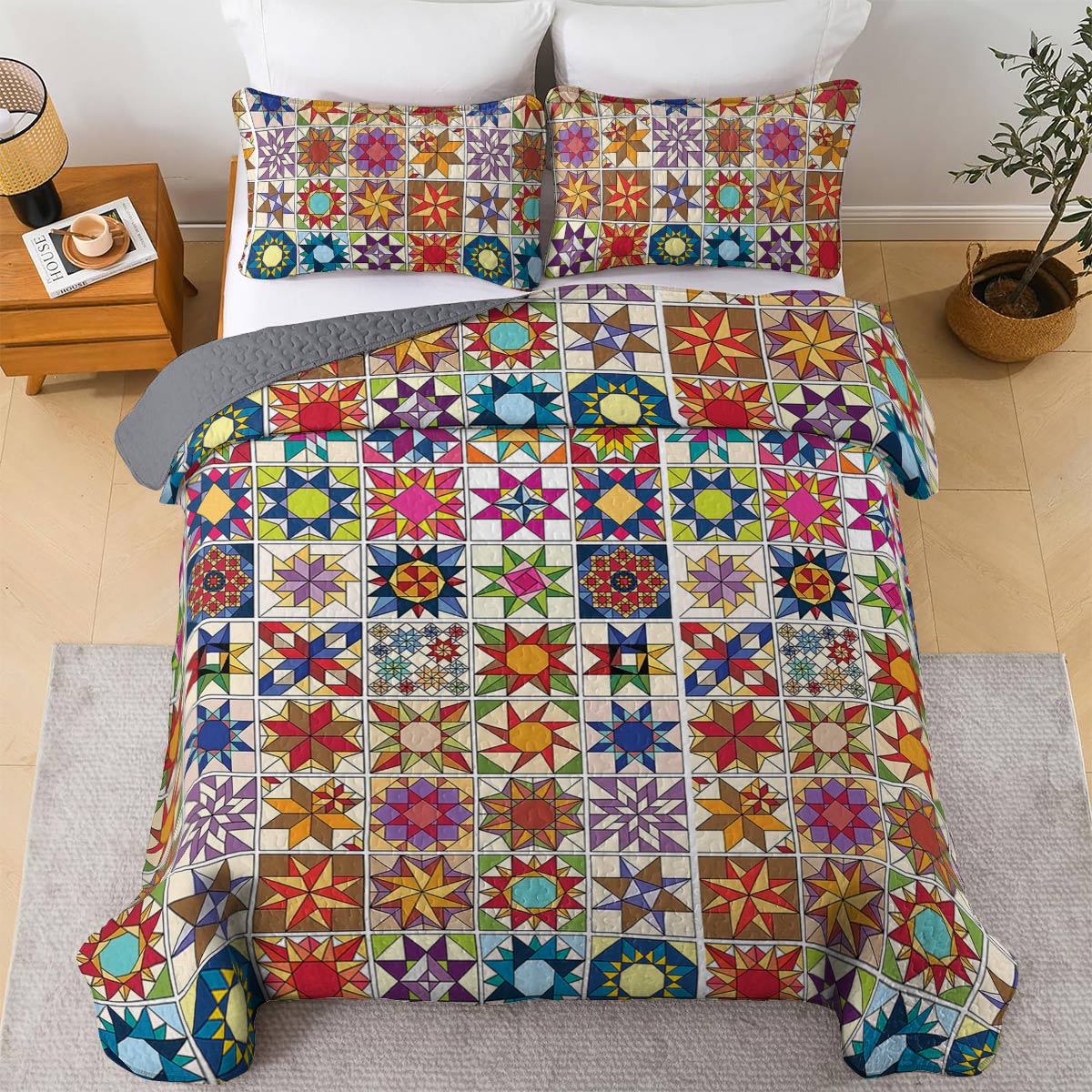 Shineful All Season Quilt 3-Piece Set Quilt Blocks