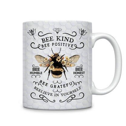 Tasse en céramique brillante Bee Kind Ver2