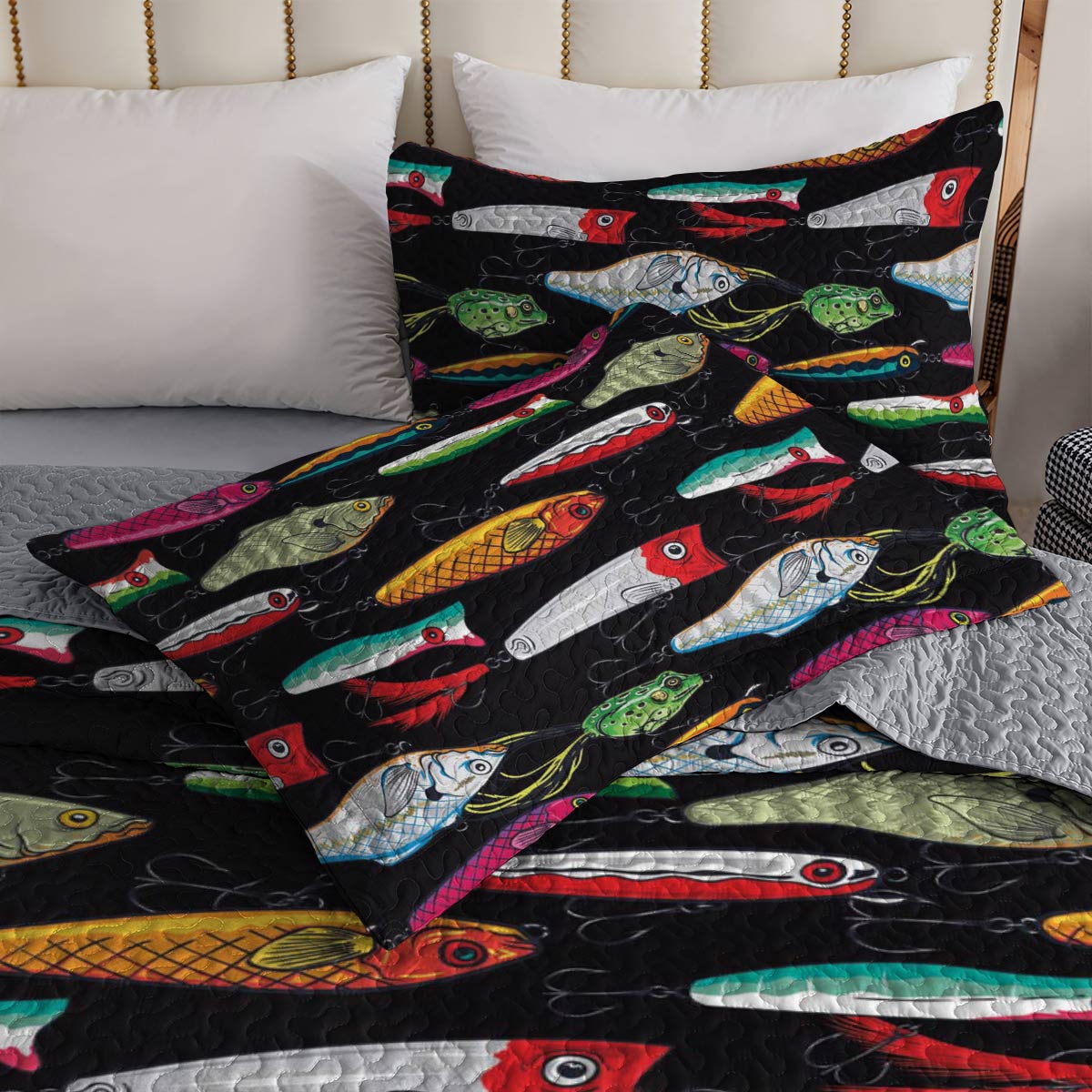 Shineful All Season Quilt 3-Piece Set Fishing Bait