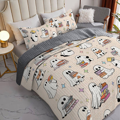 Shineful All Season Quilt 3-Piece Set Ghost Reading