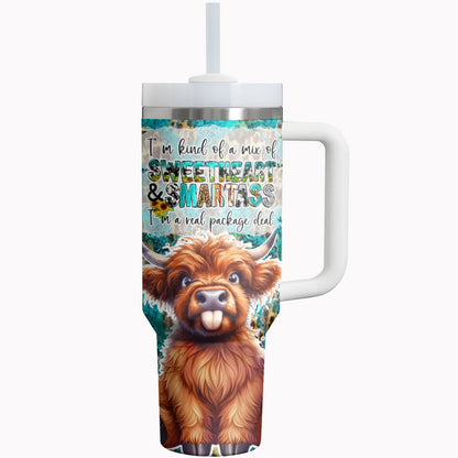 Highland Cow Shineful Tumbler 40/30oz A Mix Of Sweetheart & Smartass