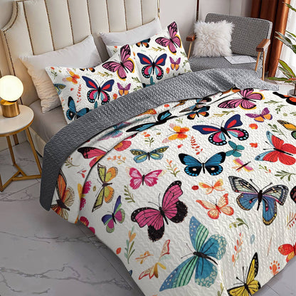 Shineful All Season Quilt 3-Piece Set Delightful Butterflies