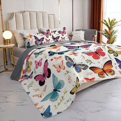 Shineful All Season Quilt 3-Piece Set Delightful Butterflies