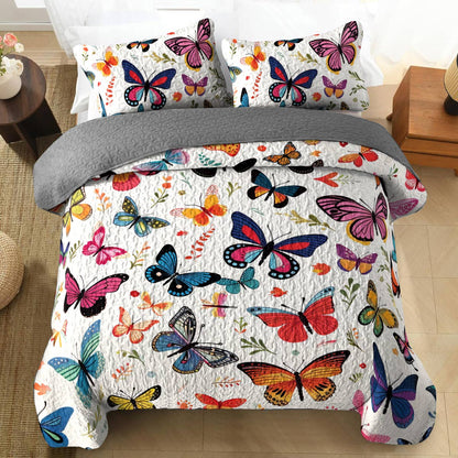 Shineful All Season Quilt 3-Piece Set Delightful Butterflies