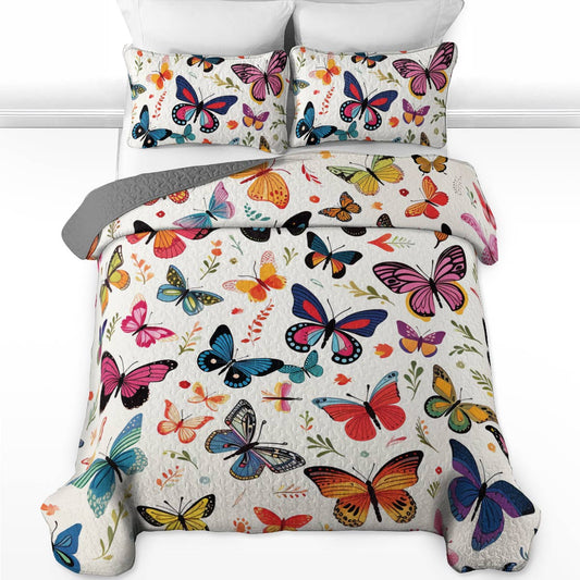 Shineful All Season Quilt 3-Piece Set Delightful Butterflies