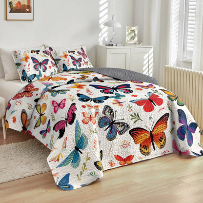 Shineful All Season Quilt 3-Piece Set Delightful Butterflies