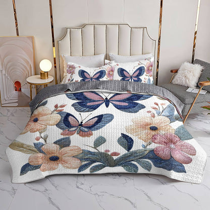 Shineful Flat Print All Season Quilt 3-Piece Set Gentle Butterflies Love