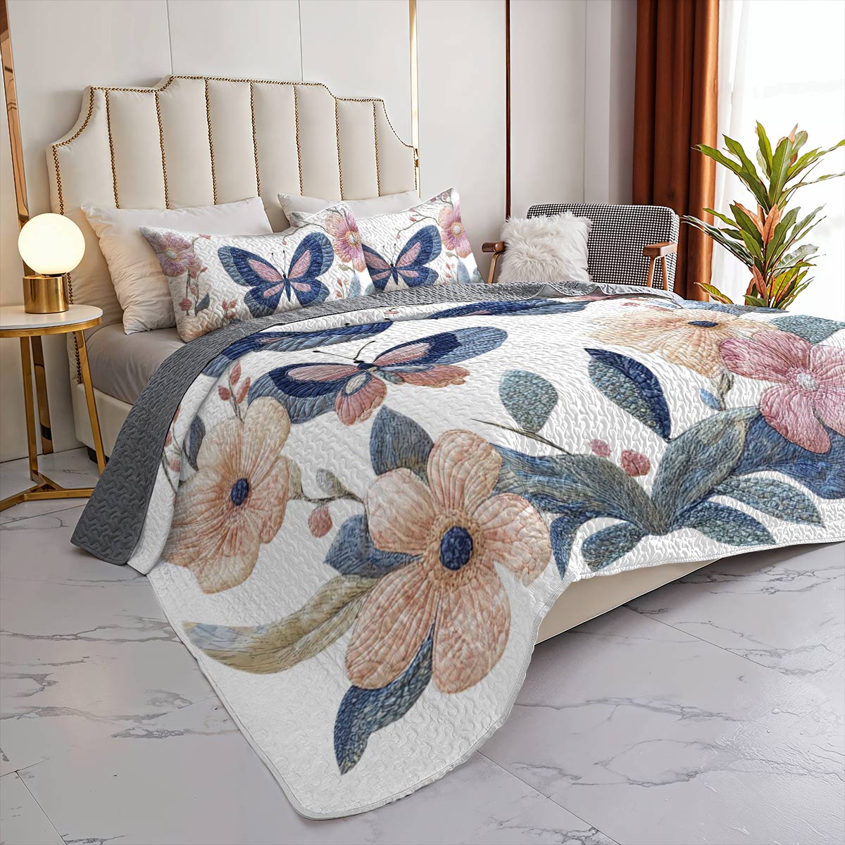 Shineful Flat Print All Season Quilt 3-Piece Set Gentle Butterflies Love