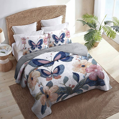 Shineful Flat Print All Season Quilt 3-Piece Set Gentle Butterflies Love