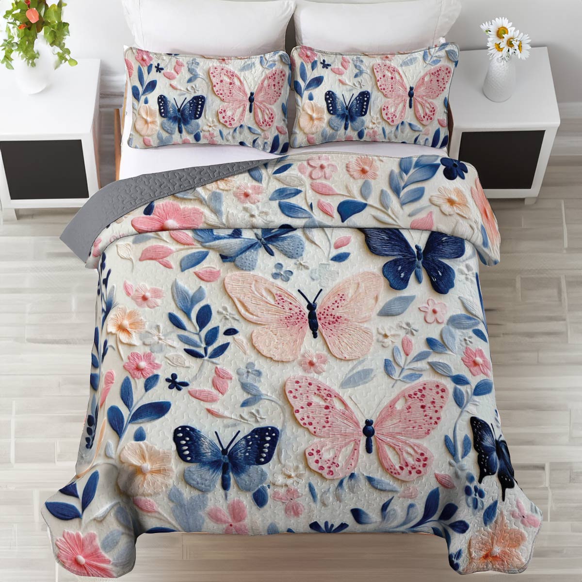 Shineful All Season Quilt 3-Piece Set Pretty Sweet Butterflies