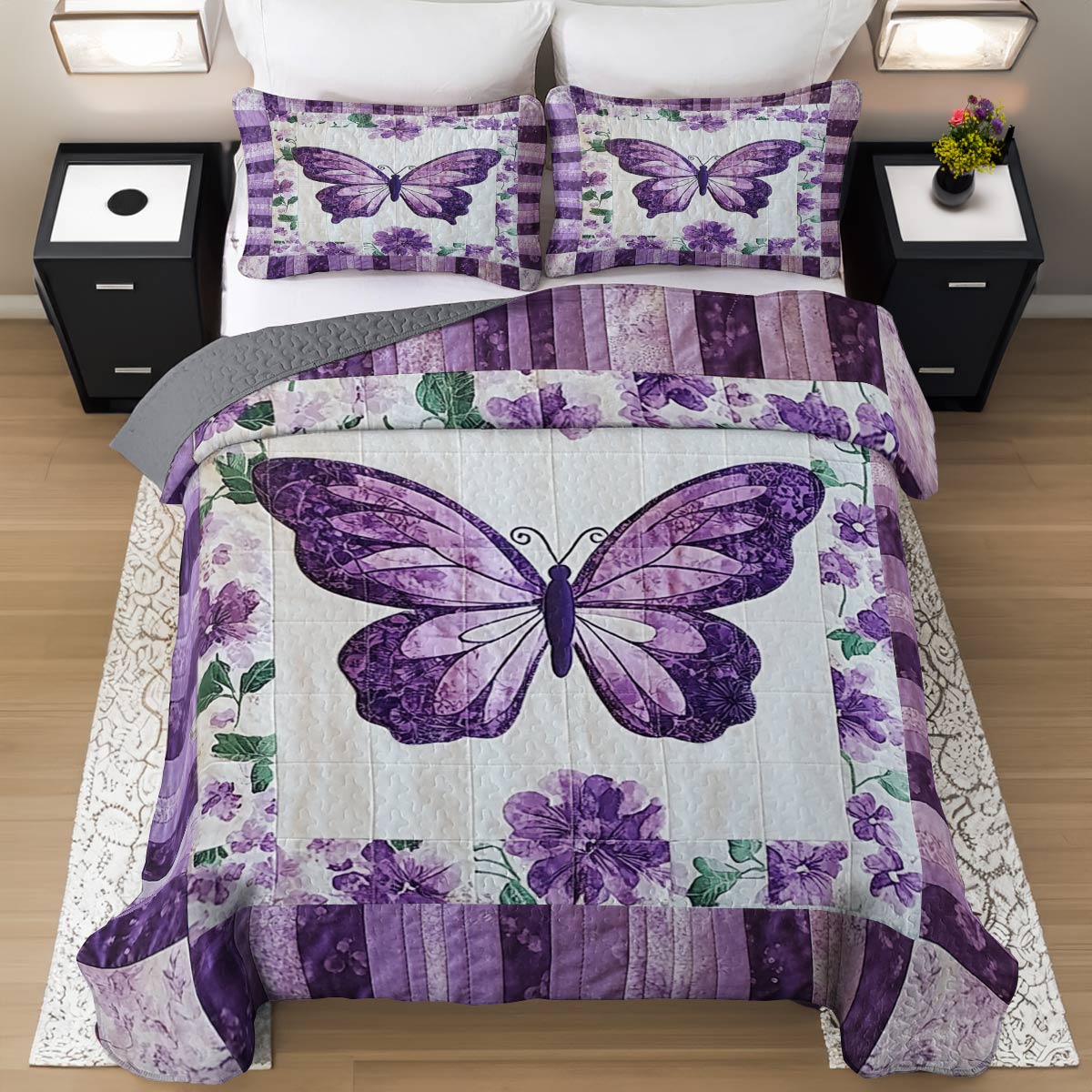 Shineful All Season Quilt 3-teiliges Set Secretive Butterflies