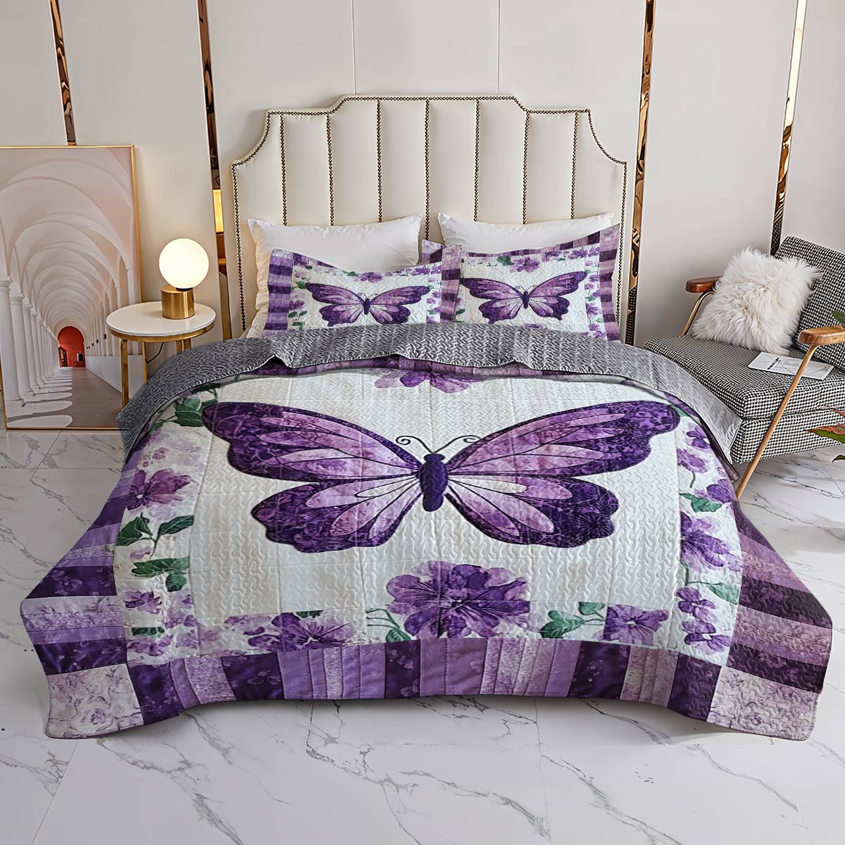 Shineful All Season Quilt 3-teiliges Set Secretive Butterflies