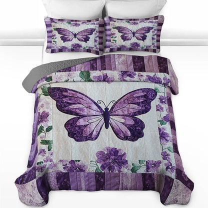 Shineful All Season Quilt 3-Piece Set Secretive Butterflies