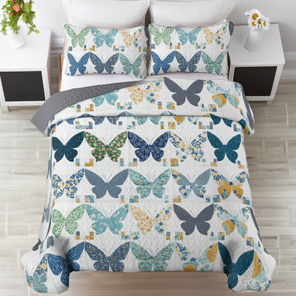 Shineful All Season Quilt 3-Piece Set Peaceful Butterflies