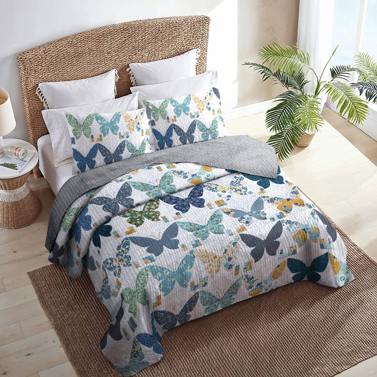 Shineful All Season Quilt 3-Piece Set Peaceful Butterflies