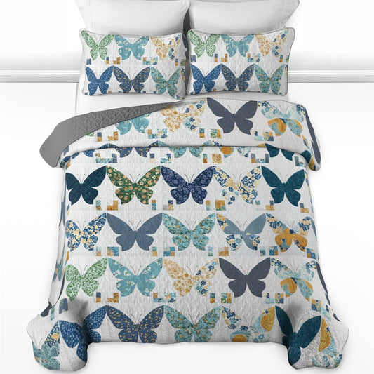 Shineful All Season Quilt 3-Piece Set Peaceful Butterflies