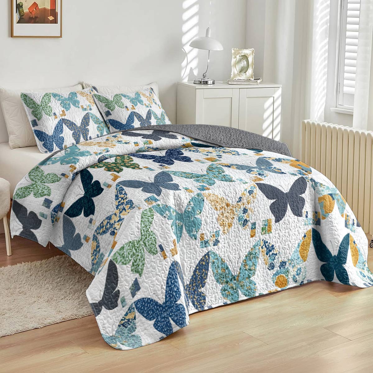 Shineful All Season Quilt 3-Piece Set Peaceful Butterflies