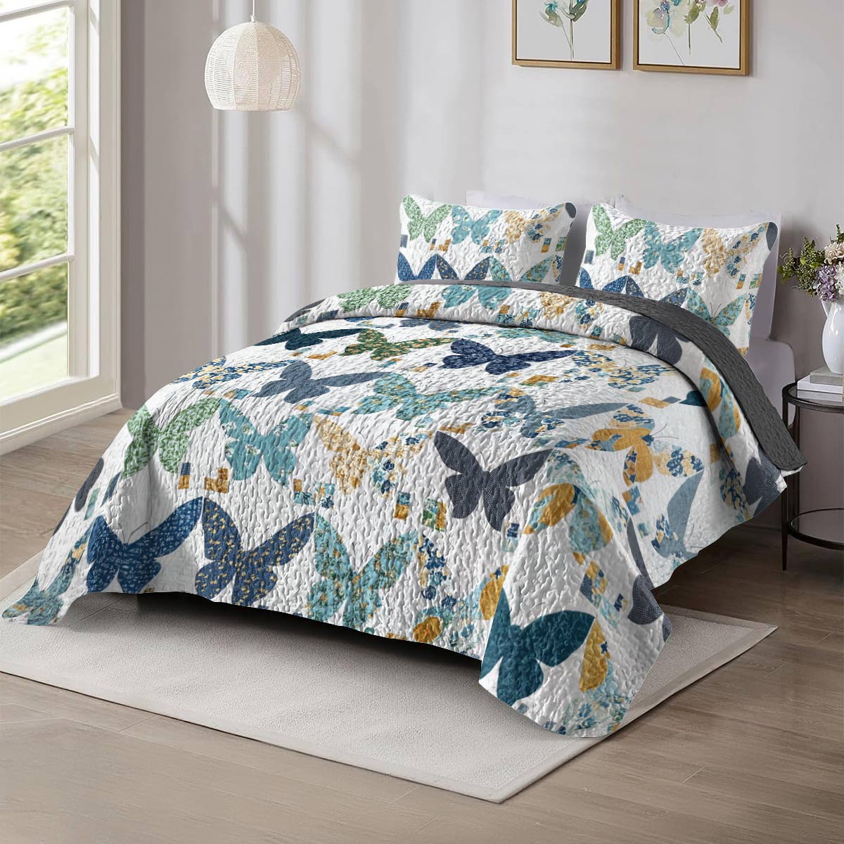 Shineful All Season Quilt 3-Piece Set Peaceful Butterflies