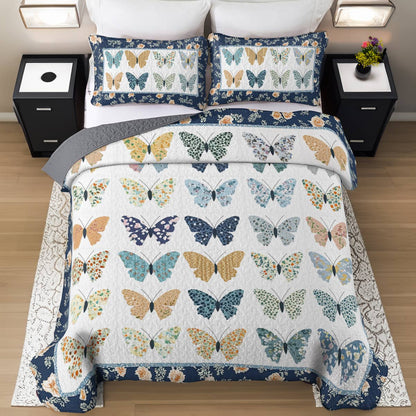 Shineful All Season Quilt 3-Piece Set Gentle-hearted Butterflies