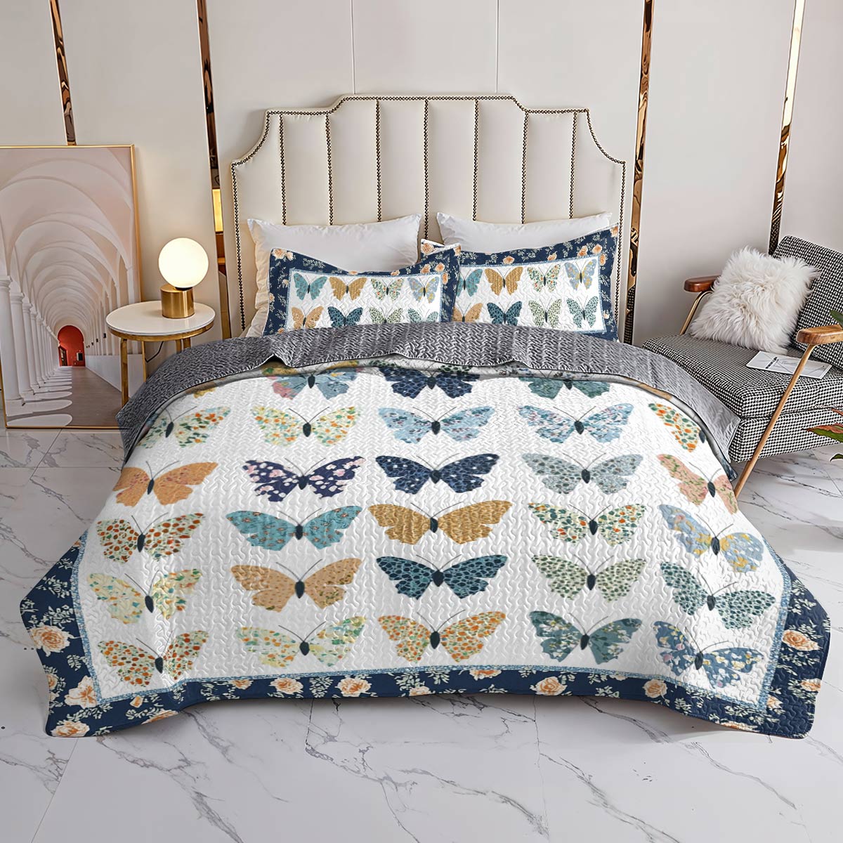 Shineful All Season Quilt 3-Piece Set Gentle-hearted Butterflies