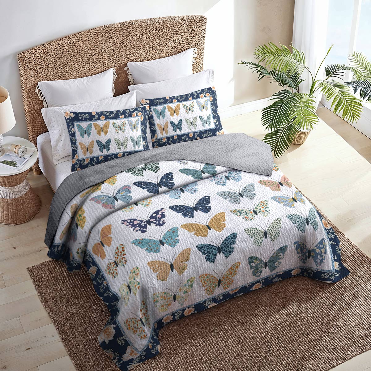 Shineful All Season Quilt 3-Piece Set Gentle-hearted Butterflies