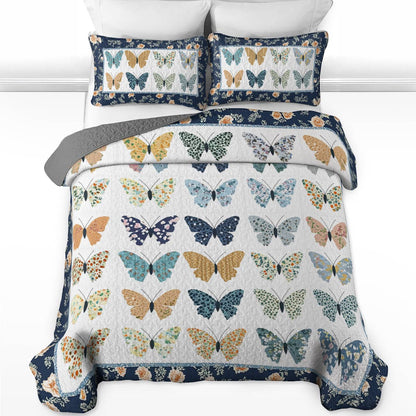 Shineful All Season Quilt 3-Piece Set Gentle-hearted Butterflies