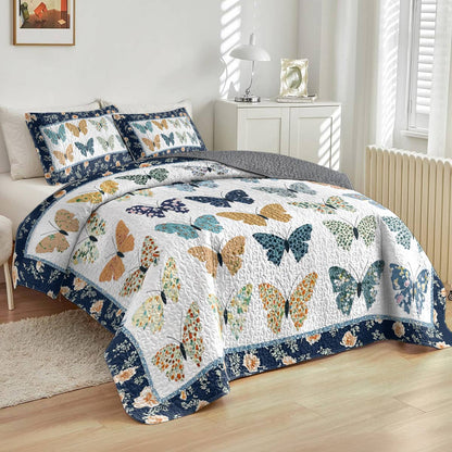 Shineful All Season Quilt 3-Piece Set Gentle-hearted Butterflies