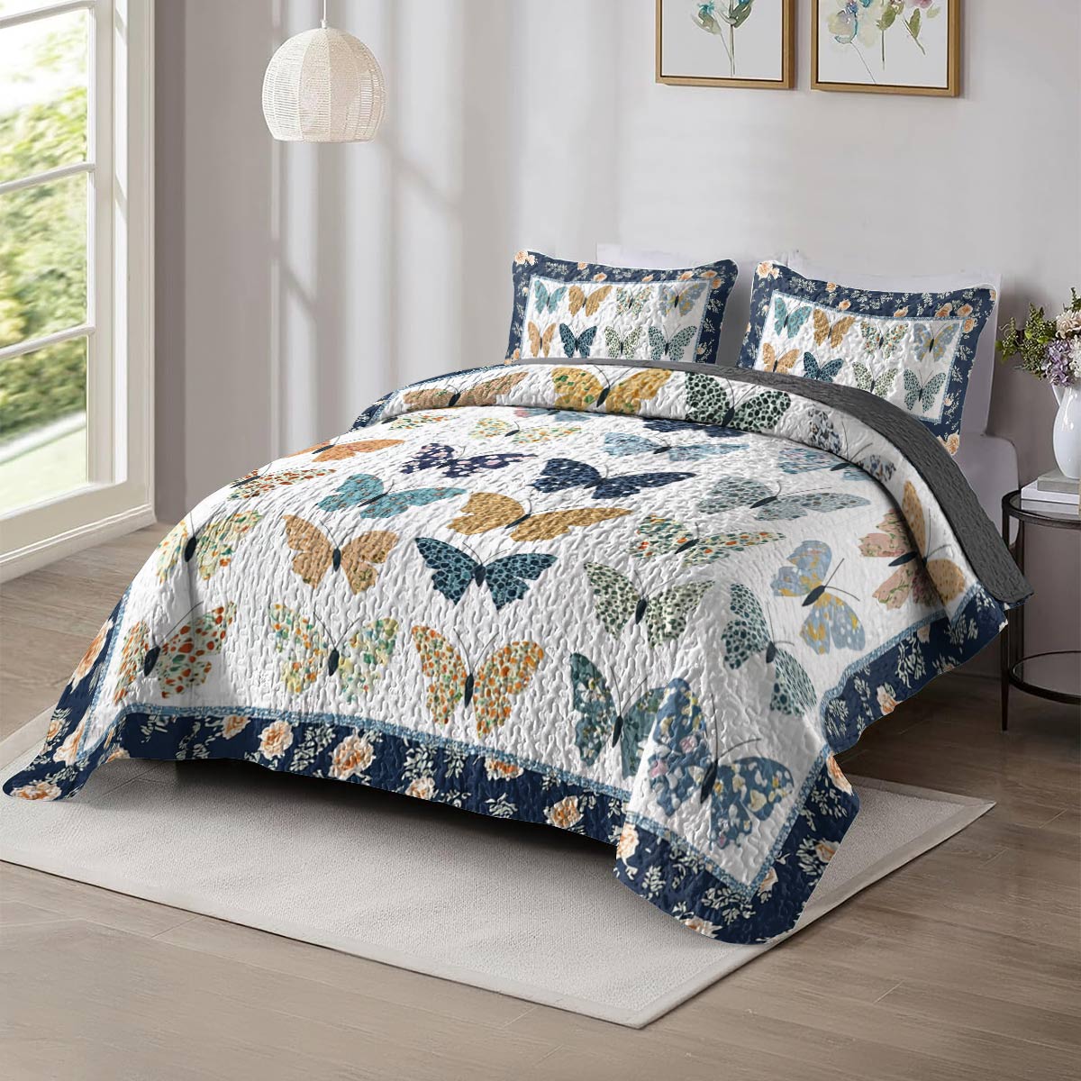 Shineful All Season Quilt 3-Piece Set Gentle-hearted Butterflies