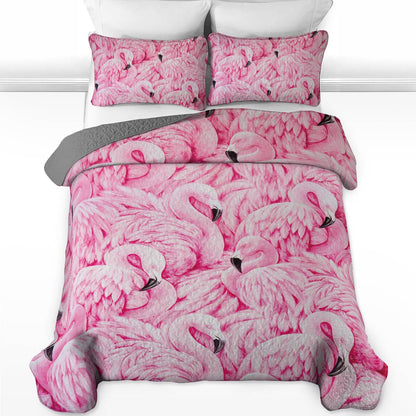 Shineful All Season Quilt 3-Piece Set Flamingo Bliss