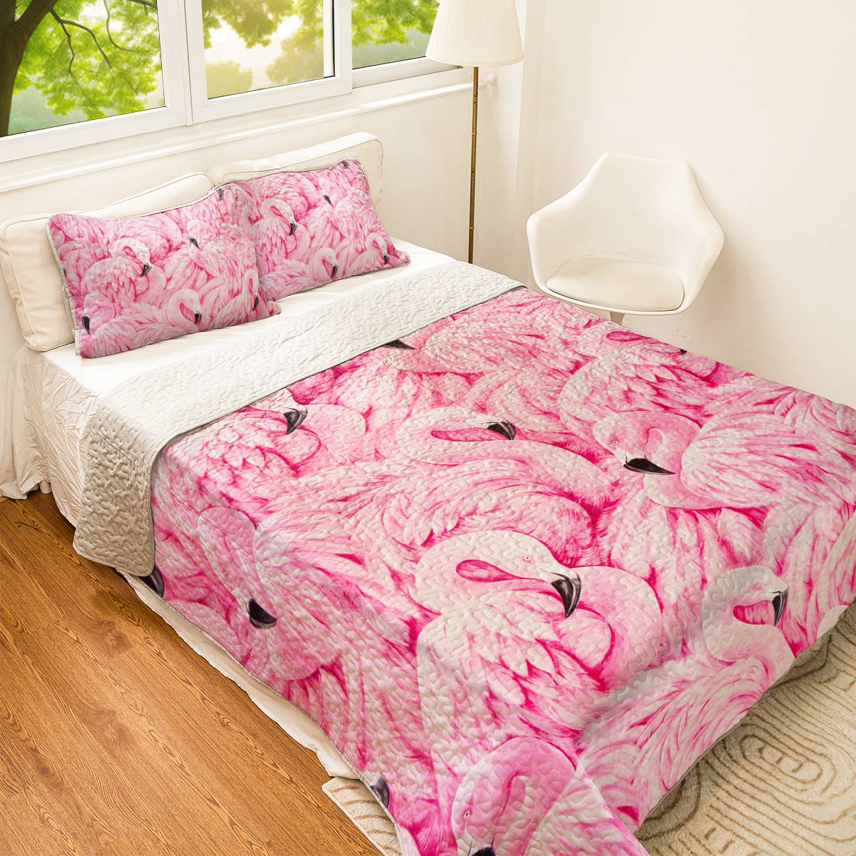 Shineful All Season Quilt 3-Piece Set Flamingo Bliss