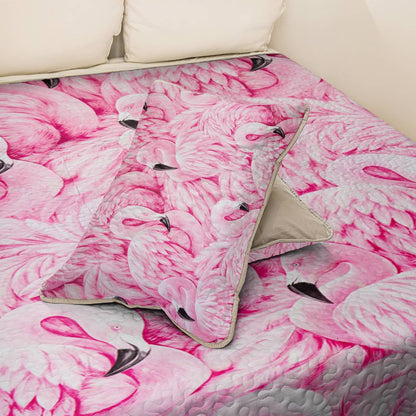 Shineful All Season Quilt 3-Piece Set Flamingo Bliss