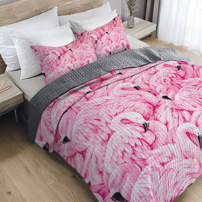 Shineful All Season Quilt 3-Piece Set Flamingo Bliss