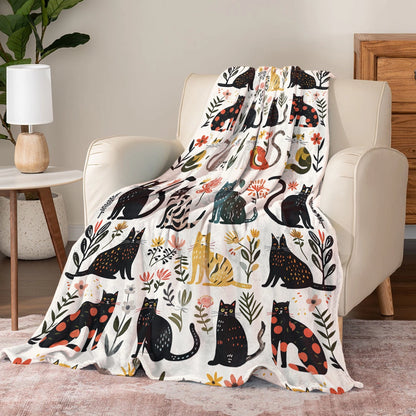 Shineful Fleece Blanket Botanical Cat Bliss