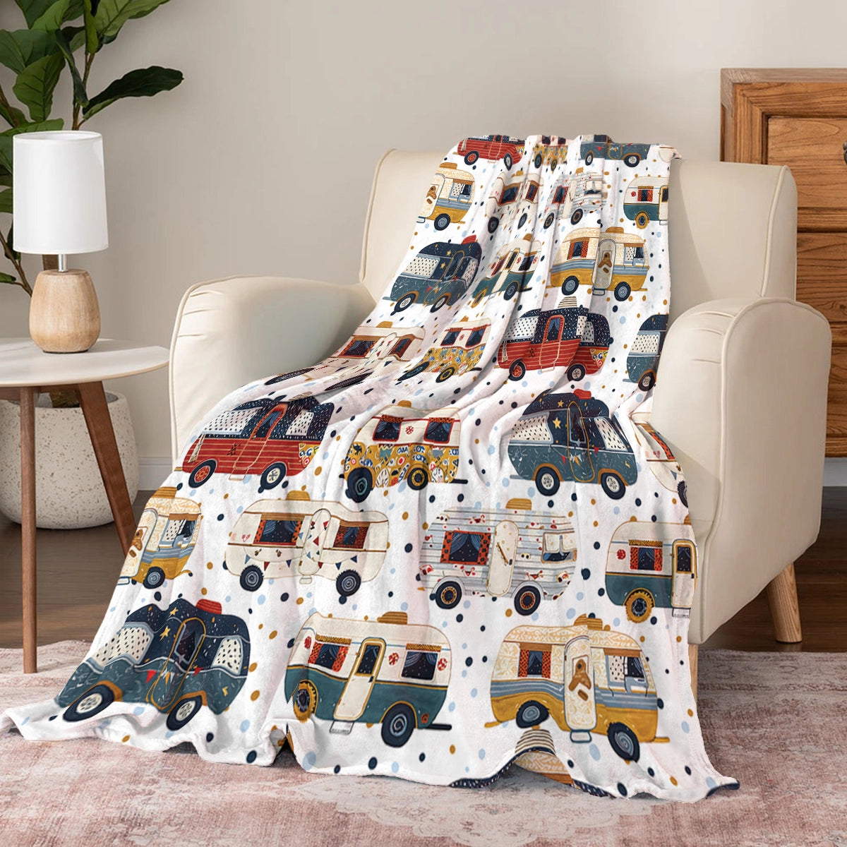 Shineful Fleece Blanket Love Vintage Camper