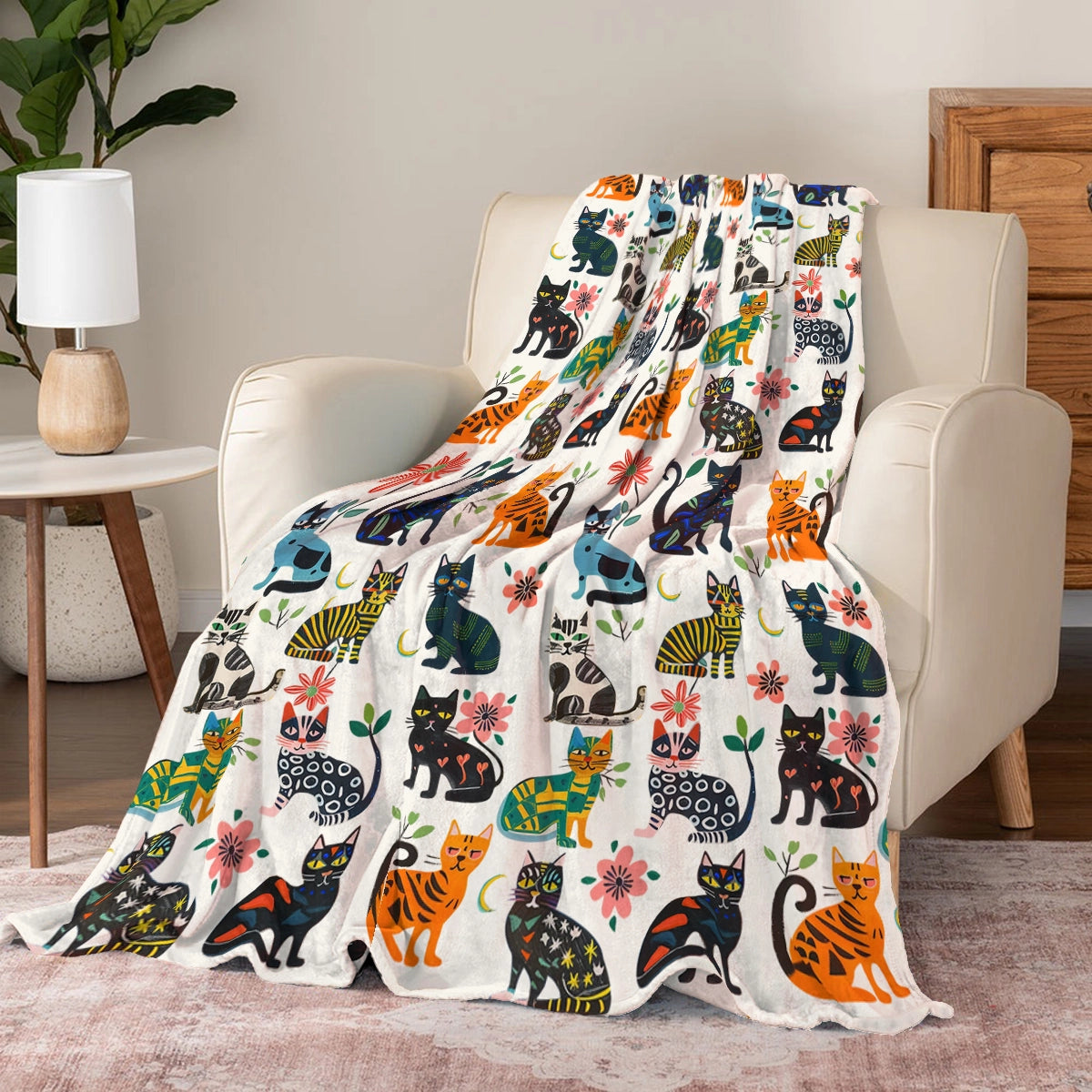 Shineful Fleece Blanket Cat Playful Paws