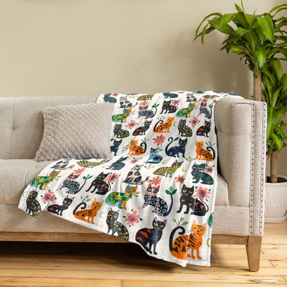 Shineful Fleece Blanket Cat Playful Paws