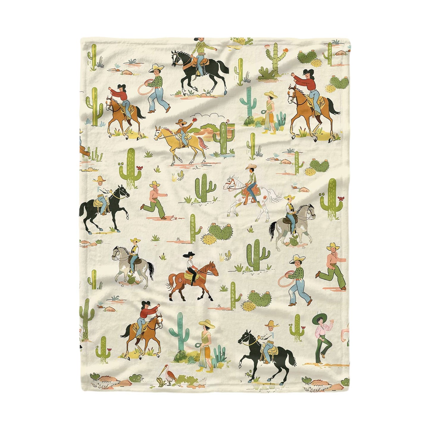 Shineful Fleece Blanket Cowboy Adventure