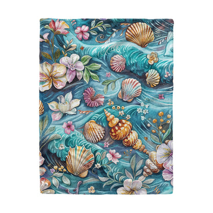 Shineful Fleece Blanket SeaShell Flower