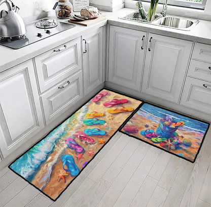 Shineful Ultra-Thin Non Skid Floor Mat, Kitchen Rugs Vibrant Flipflops