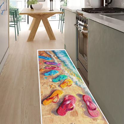 Shineful Ultra-Thin Non Skid Floor Mat, Kitchen Rugs Vibrant Flipflops