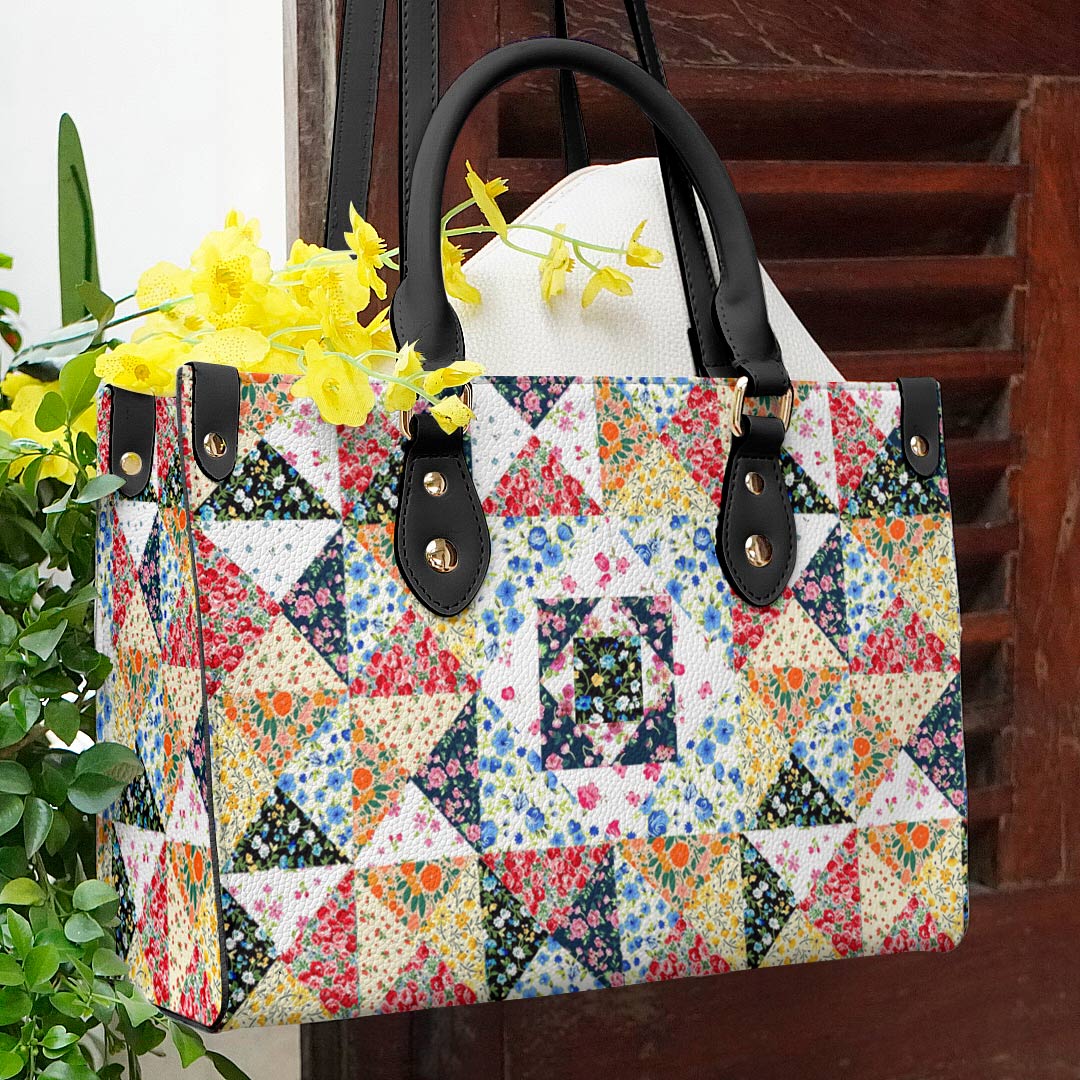 Shineful Leather Bag Floral Patchwork Elegance