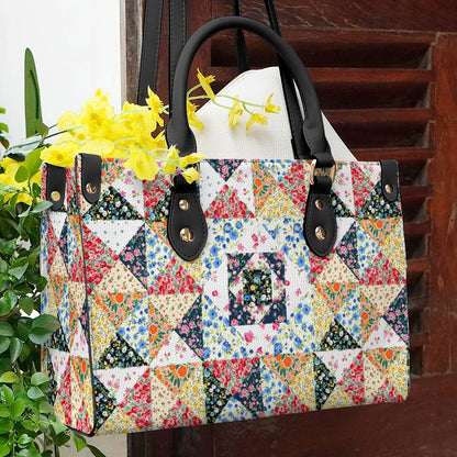 Glänzende Ledertasche Floral Patchwork Eleganz