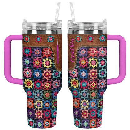 Shineful Tumbler Personalized Crochet Blossoms Delight