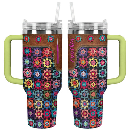 Shineful Tumbler Personalized Crochet Blossoms Delight