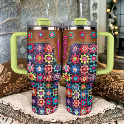 Shineful Tumbler Personalized Crochet Blossoms Delight