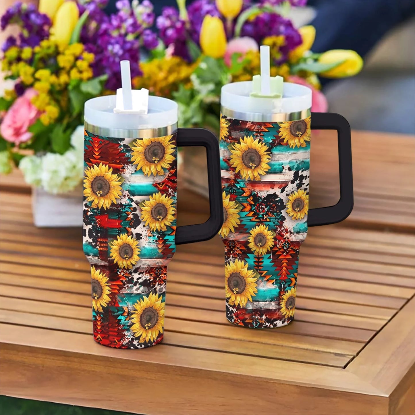 Sunflower 40 Oz Shineful™ Tumbler Elegant Sunflowers Mn8 Black 40Oz