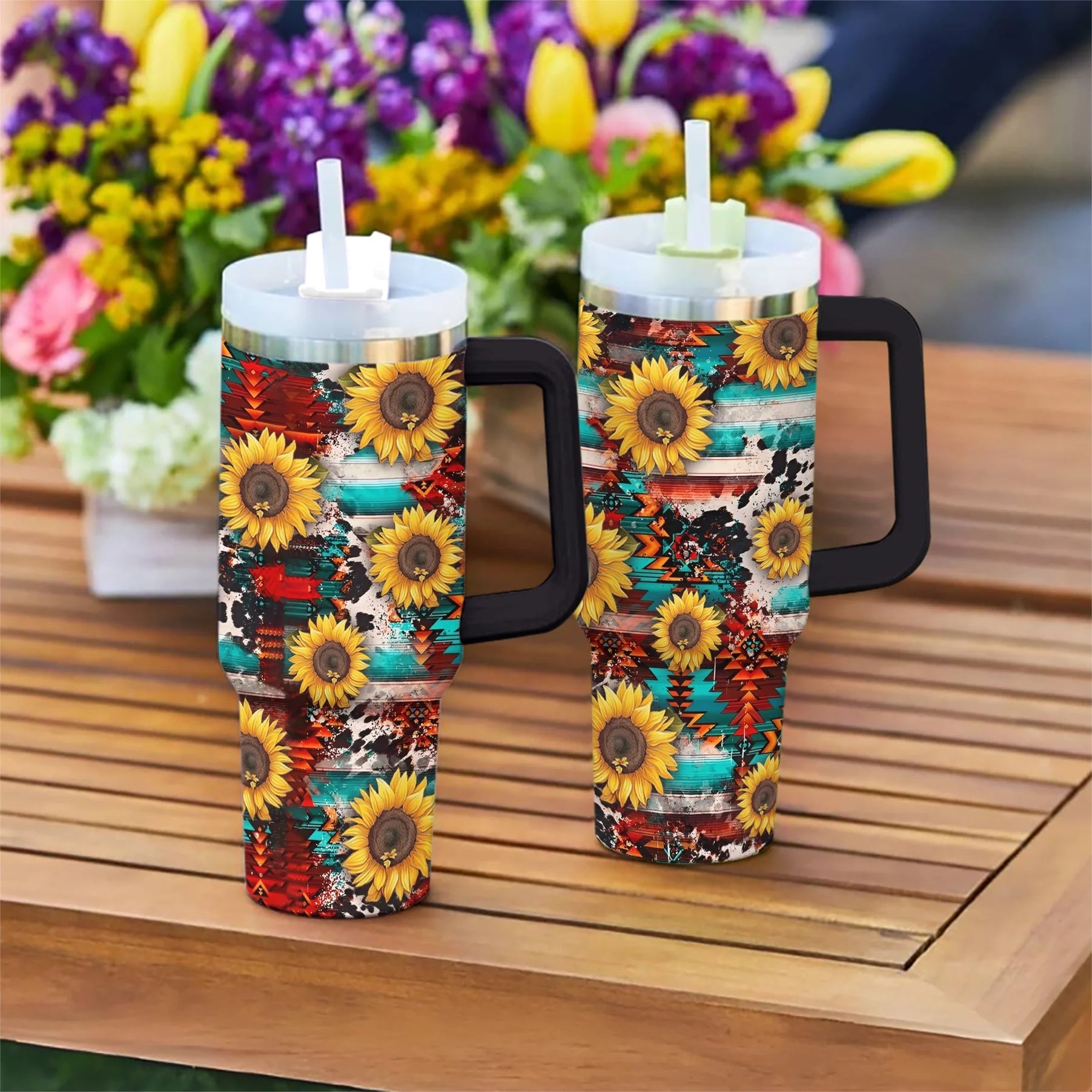 Sunflower 40 Oz Shineful™ Tumbler Elegant Sunflowers Mn8 Black 40Oz