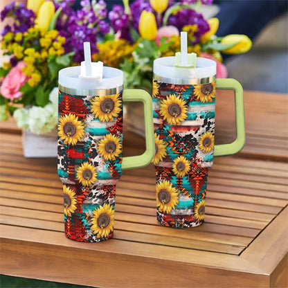 Sunflower 40 Oz Shineful™ Tumbler Elegant Sunflowers Mn8 Green 40Oz