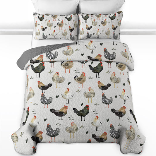 Shineful All Season Quilt 3-Piece Set Country Charm Chickens