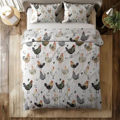 Shineful All Season Quilt 3-teiliges Set Country Charm Chickens